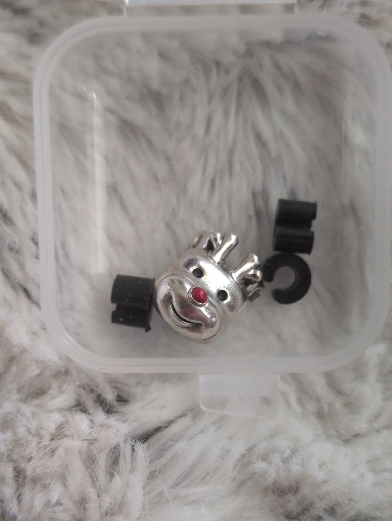Pandora Charm Silver Reindeer With Red Nose